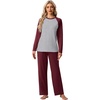image:imagePrinStory Mens Pajama Sets Loungewear Sleepwear Pjs Lightweight Long Sleeve Shirts and Bottoms Soft Comfy Sleep Sets S4XLC Wine Red