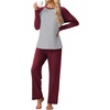 image:imagePrinStory Mens Pajama Sets Loungewear Sleepwear Pjs Lightweight Long Sleeve Shirts and Bottoms Soft Comfy Sleep Sets S4XLC Wine Red
