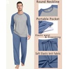 image:imagePrinStory Mens Pajama Sets Loungewear Sleepwear Pjs Lightweight Long Sleeve Shirts and Bottoms Soft Comfy Sleep Sets S4XLGray Blue
