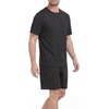 image:imagePrinStory Mens Pajama Sets Sleepwear Lightweight Short Sleeves Crewneck Shirts and Shorts Comfy Soft Casual loungewear Pockets Black S