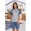 image:imagePrinStory Mens Pajama Sets Summer Pjs Sleepwear Nightwear Lightweight Quick Dry Soft Short Sleeve Sleep Set With Pocket S4XL01gray Blue