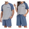 image:imagePrinStory Mens Pajama Sets Summer Pjs Sleepwear Nightwear Lightweight Quick Dry Soft Short Sleeve Sleep Set With Pocket S4XL01gray Blue