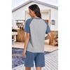 image:imagePrinStory Mens Pajama Sets Summer Pjs Sleepwear Nightwear Lightweight Quick Dry Soft Short Sleeve Sleep Set With Pocket S4XL01gray Blue