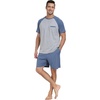 image:imagePrinStory Mens Pajama Sets Summer Pjs Sleepwear Nightwear Lightweight Quick Dry Soft Short Sleeve Sleep Set With Pocket S4XL01gray Blue