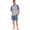 image:imagePrinStory Mens Pajama Sets Summer Pjs Sleepwear Nightwear Lightweight Quick Dry Soft Short Sleeve Sleep Set With Pocket S4XL01gray Blue