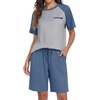 image:imagePrinStory Mens Pajama Sets Summer Pjs Sleepwear Nightwear Lightweight Quick Dry Soft Short Sleeve Sleep Set With Pocket S4XL01gray Blue