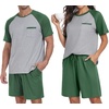 image:imagePrinStory Mens Pajama Sets Summer Pjs Sleepwear Nightwear Lightweight Quick Dry Soft Short Sleeve Sleep Set With Pocket S4XL02green