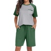 image:imagePrinStory Mens Pajama Sets Summer Pjs Sleepwear Nightwear Lightweight Quick Dry Soft Short Sleeve Sleep Set With Pocket S4XL02green