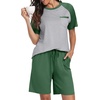 image:imagePrinStory Mens Pajama Sets Summer Pjs Sleepwear Nightwear Lightweight Quick Dry Soft Short Sleeve Sleep Set With Pocket S4XL02green
