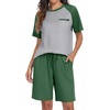 image:imagePrinStory Mens Pajama Sets Summer Pjs Sleepwear Nightwear Lightweight Quick Dry Soft Short Sleeve Sleep Set With Pocket S4XL02green