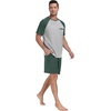 image:imagePrinStory Mens Pajama Sets Summer Pjs Sleepwear Nightwear Lightweight Quick Dry Soft Short Sleeve Sleep Set With Pocket S4XL02green