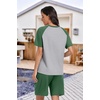 image:imagePrinStory Mens Pajama Sets Summer Pjs Sleepwear Nightwear Lightweight Quick Dry Soft Short Sleeve Sleep Set With Pocket S4XL02green