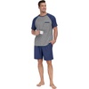 image:imagePrinStory Mens Pajama Sets Summer Pjs Sleepwear Nightwear Lightweight Quick Dry Soft Short Sleeve Sleep Set With Pocket S4XL03navy Blue