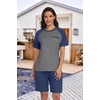 image:imagePrinStory Mens Pajama Sets Summer Pjs Sleepwear Nightwear Lightweight Quick Dry Soft Short Sleeve Sleep Set With Pocket S4XL03navy Blue
