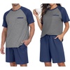 image:imagePrinStory Mens Pajama Sets Summer Pjs Sleepwear Nightwear Lightweight Quick Dry Soft Short Sleeve Sleep Set With Pocket S4XL03navy Blue