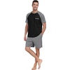 image:imagePrinStory Mens Pajama Sets Summer Pjs Sleepwear Nightwear Lightweight Quick Dry Soft Short Sleeve Sleep Set With Pocket S4XL04dark Gray