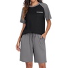 image:imagePrinStory Mens Pajama Sets Summer Pjs Sleepwear Nightwear Lightweight Quick Dry Soft Short Sleeve Sleep Set With Pocket S4XL04dark Gray
