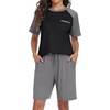 image:imagePrinStory Mens Pajama Sets Summer Pjs Sleepwear Nightwear Lightweight Quick Dry Soft Short Sleeve Sleep Set With Pocket S4XL04dark Gray