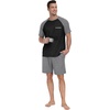 image:imagePrinStory Mens Pajama Sets Summer Pjs Sleepwear Nightwear Lightweight Quick Dry Soft Short Sleeve Sleep Set With Pocket S4XL04dark Gray
