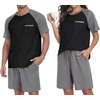 image:imagePrinStory Mens Pajama Sets Summer Pjs Sleepwear Nightwear Lightweight Quick Dry Soft Short Sleeve Sleep Set With Pocket S4XL04dark Gray