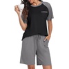 image:imagePrinStory Mens Pajama Sets Summer Pjs Sleepwear Nightwear Lightweight Quick Dry Soft Short Sleeve Sleep Set With Pocket S4XL04dark Gray