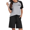 image:imagePrinStory Mens Pajama Sets Summer Pjs Sleepwear Nightwear Lightweight Quick Dry Soft Short Sleeve Sleep Set With Pocket S4XL05black
