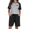 image:imagePrinStory Mens Pajama Sets Summer Pjs Sleepwear Nightwear Lightweight Quick Dry Soft Short Sleeve Sleep Set With Pocket S4XL05black
