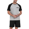 image:imagePrinStory Mens Pajama Sets Summer Pjs Sleepwear Nightwear Lightweight Quick Dry Soft Short Sleeve Sleep Set With Pocket S4XL05black