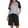 image:imagePrinStory Mens Pajama Sets Summer Pjs Sleepwear Nightwear Lightweight Quick Dry Soft Short Sleeve Sleep Set With Pocket S4XL05black