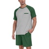 image:imagePrinStory Mens Pajama Sets Summer Pjs Sleepwear Nightwear Lightweight Quick Dry Soft Short Sleeve Sleep Set With Pocket S4XL06dark Green