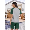 image:imagePrinStory Mens Pajama Sets Summer Pjs Sleepwear Nightwear Lightweight Quick Dry Soft Short Sleeve Sleep Set With Pocket S4XL06dark Green