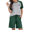 image:imagePrinStory Mens Pajama Sets Summer Pjs Sleepwear Nightwear Lightweight Quick Dry Soft Short Sleeve Sleep Set With Pocket S4XL06dark Green