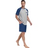 image:imagePrinStory Mens Pajama Sets Summer Pjs Sleepwear Nightwear Lightweight Quick Dry Soft Short Sleeve Sleep Set With Pocket S4XL47dark Blue