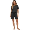 image:imagePrinStory Mens Pajama Sets Summer Pjs Sleepwear Nightwear Lightweight Quick Dry Soft Short Sleeve Sleep Set With Pocket S4XLBlack