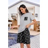 image:imagePrinStory Mens Pajama Sets Summer Pjs Sleepwear Nightwear Lightweight Quick Dry Soft Short Sleeve Sleep Set With Pocket S4XLBlack Star Moon