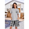 image:imagePrinStory Mens Pajama Sets Summer Pjs Sleepwear Nightwear Lightweight Quick Dry Soft Short Sleeve Sleep Set With Pocket S4XLBlack White Plaid