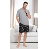 image:imagePrinStory Mens Pajama Sets Summer Pjs Sleepwear Nightwear Lightweight Quick Dry Soft Short Sleeve Sleep Set With Pocket S4XLFp Black Star Moon