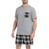 image:imagePrinStory Mens Pajama Sets Summer Pjs Sleepwear Nightwear Lightweight Quick Dry Soft Short Sleeve Sleep Set With Pocket S4XLFp Black White Plaid