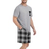image:imagePrinStory Mens Pajama Sets Summer Pjs Sleepwear Nightwear Lightweight Quick Dry Soft Short Sleeve Sleep Set With Pocket S4XLFp Black White Plaid