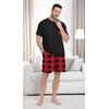 image:imagePrinStory Mens Pajama Sets Summer Pjs Sleepwear Nightwear Lightweight Quick Dry Soft Short Sleeve Sleep Set With Pocket S4XLFp Red Plaid