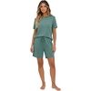 image:imagePrinStory Mens Pajama Sets Summer Pjs Sleepwear Nightwear Lightweight Quick Dry Soft Short Sleeve Sleep Set With Pocket S4XLHaze Blue