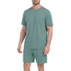 image:imagePrinStory Mens Pajama Sets Summer Pjs Sleepwear Nightwear Lightweight Quick Dry Soft Short Sleeve Sleep Set With Pocket S4XLHaze Blue