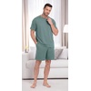 image:imagePrinStory Mens Pajama Sets Summer Pjs Sleepwear Nightwear Lightweight Quick Dry Soft Short Sleeve Sleep Set With Pocket S4XLHaze Blue