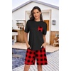 image:imagePrinStory Mens Pajama Sets Summer Pjs Sleepwear Nightwear Lightweight Quick Dry Soft Short Sleeve Sleep Set With Pocket S4XLRed Grid
