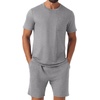 image:imagePrinStory Mens Pajamas Set 2 Piece Summer Pajama Sets Lightweight and Comfy Pjs Set Short Sleeve Loungewear with PocketsGray