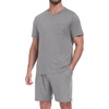 image:imagePrinStory Mens Pajamas Set 2 Piece Summer Pajama Sets Lightweight and Comfy Pjs Set Short Sleeve Loungewear with PocketsGray