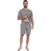 image:imagePrinStory Mens Pajamas Set 2 Piece Summer Pajama Sets Lightweight and Comfy Pjs Set Short Sleeve Loungewear with PocketsGray