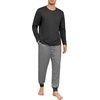 image:imagePrinStory Mens Pajamas Set Long Sleeve Pjs 2 Piece Pajama Soft Sleepwear Loungewear with PocketsDark Gray Stripe