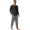 image:imagePrinStory Mens Pajamas Set Long Sleeve Pjs 2 Piece Pajama Soft Sleepwear Loungewear with PocketsDark Gray Stripe