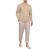 image:imagePrinStory Mens Pajamas Set Long Sleeve Pjs 2 Piece Pajama Soft Sleepwear Loungewear with PocketsKhaki Stripe